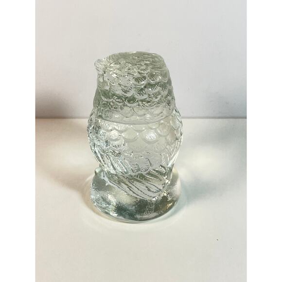 Vintage Clear Glass 4" Owl Modern Art Figurine Paperweight Textured Base MCM - Picture 3 of 8